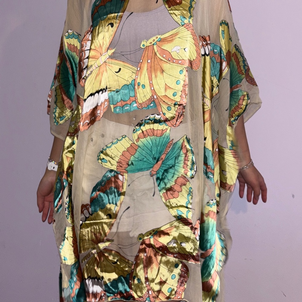Chic Butterfly Print Swim Cover-Up